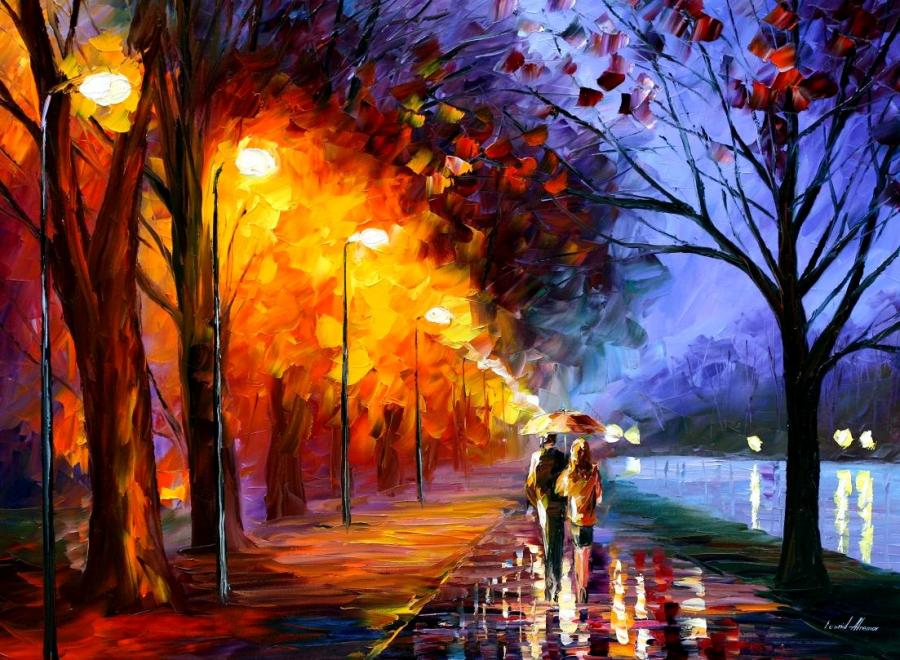 Alley by the Lake painting - Leonid Afremov Alley by the Lake art painting